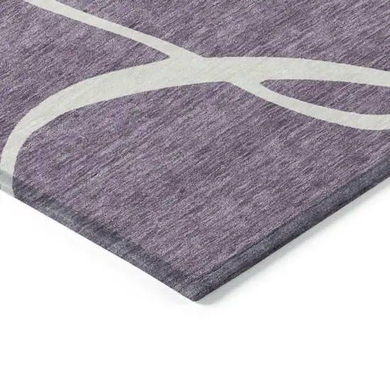 Purple And Ivory Abstract Washable Indoor Outdoor Area Rug Photo 4