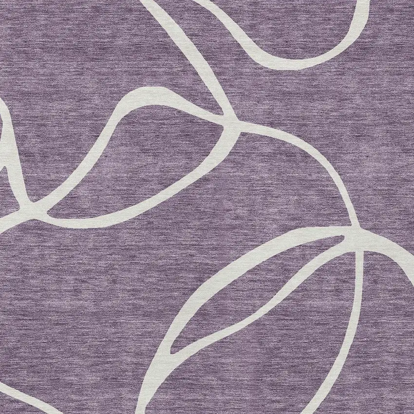 Purple And Ivory Abstract Washable Indoor Outdoor Area Rug Photo 6