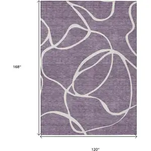 Photo of Purple And Ivory Abstract Washable Indoor Outdoor Area Rug
