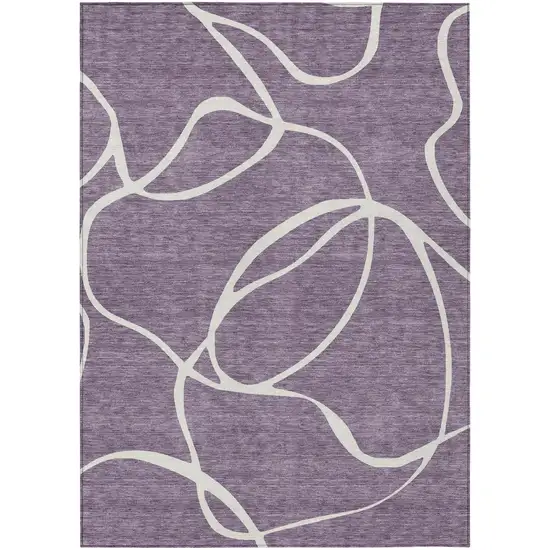 Purple And Ivory Abstract Washable Indoor Outdoor Area Rug Photo 2