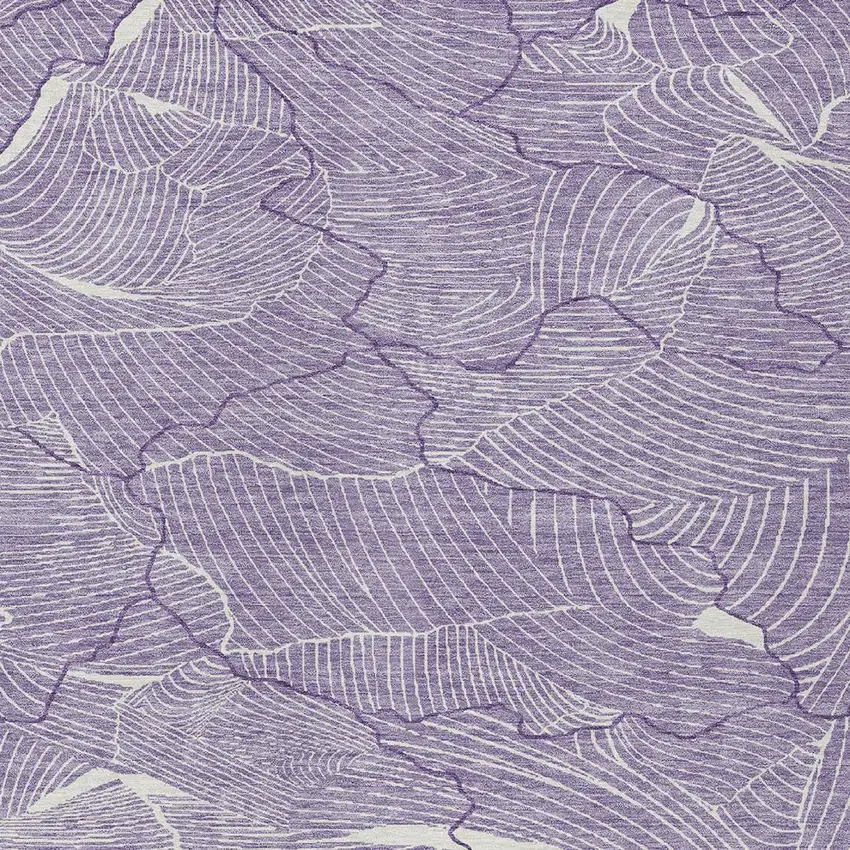 Purple And Ivory Abstract Washable Indoor Outdoor Area Rug Photo 5