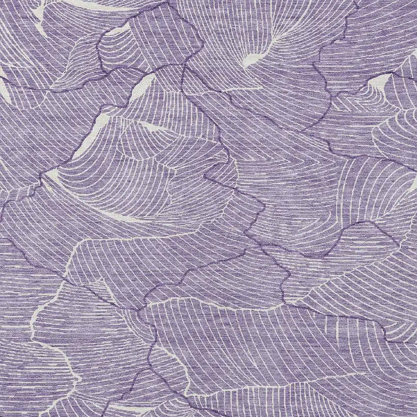 Purple And Ivory Abstract Washable Indoor Outdoor Area Rug Photo 5