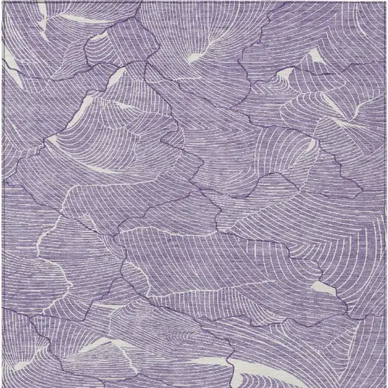 Purple And Ivory Abstract Washable Indoor Outdoor Area Rug Photo 6