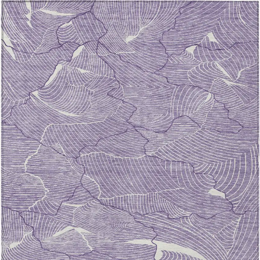 Purple And Ivory Abstract Washable Indoor Outdoor Area Rug Photo 6