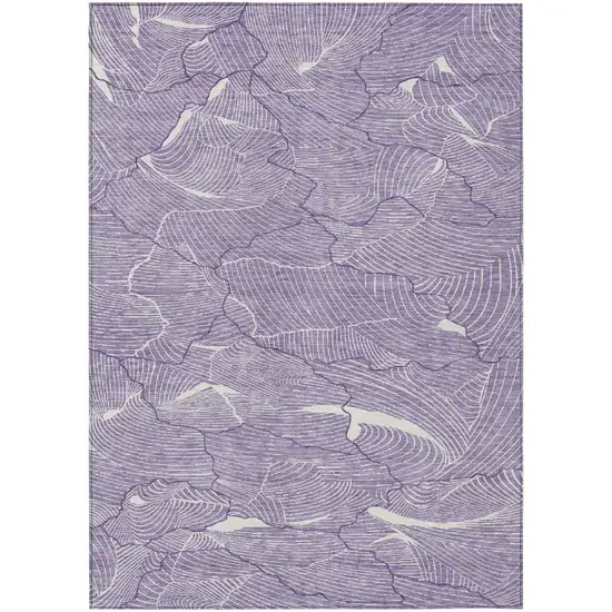 Purple And Ivory Abstract Washable Indoor Outdoor Area Rug Photo 2