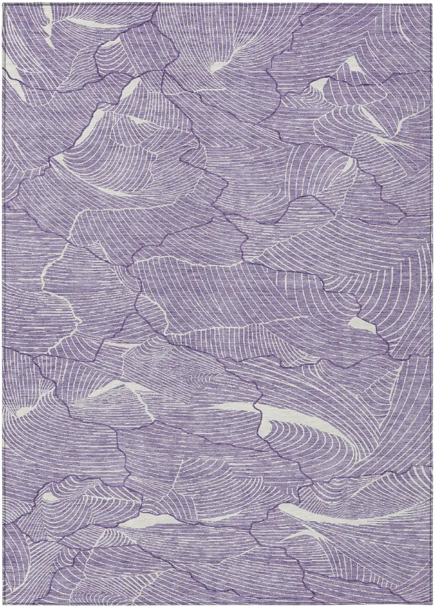 Purple And Ivory Abstract Washable Indoor Outdoor Area Rug Photo 2