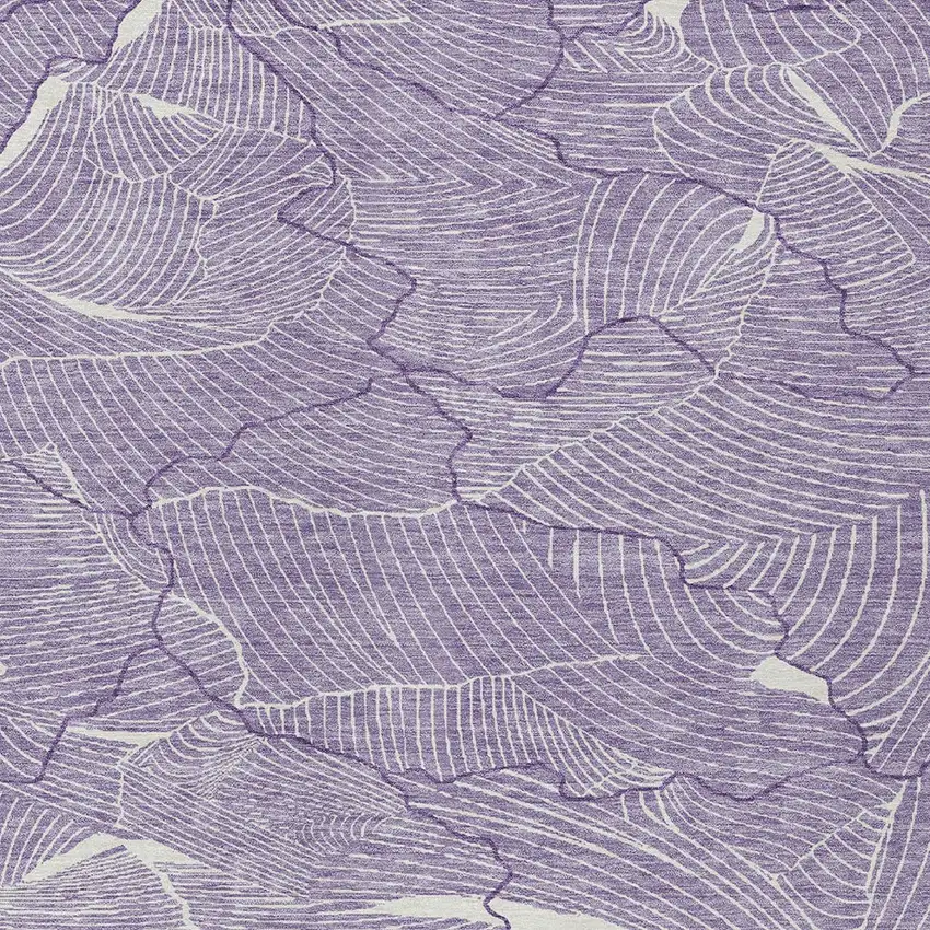 Purple And Ivory Abstract Washable Indoor Outdoor Area Rug Photo 5