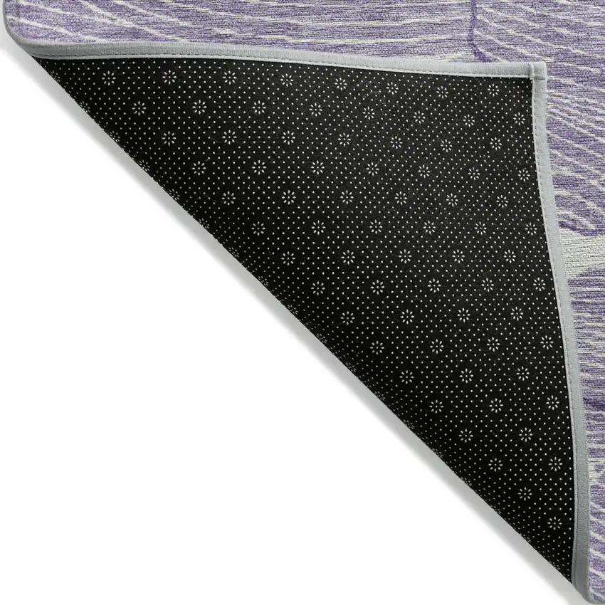 Purple And Ivory Abstract Washable Indoor Outdoor Area Rug Photo 3