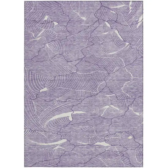 Purple And Ivory Abstract Washable Indoor Outdoor Area Rug Photo 6