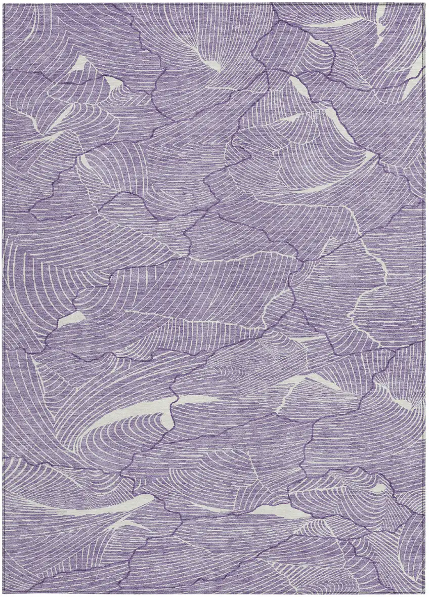 Purple And Ivory Abstract Washable Indoor Outdoor Area Rug Photo 6