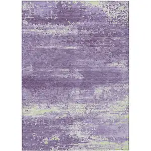 Photo of Purple And Ivory Abstract Washable Indoor Outdoor Area Rug