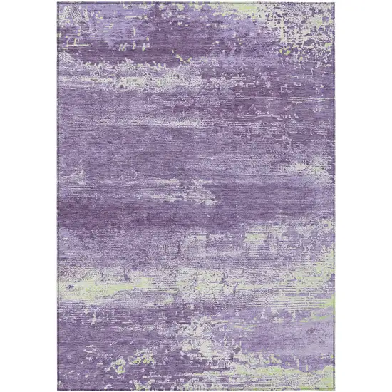 Purple And Ivory Abstract Washable Indoor Outdoor Area Rug Photo 8