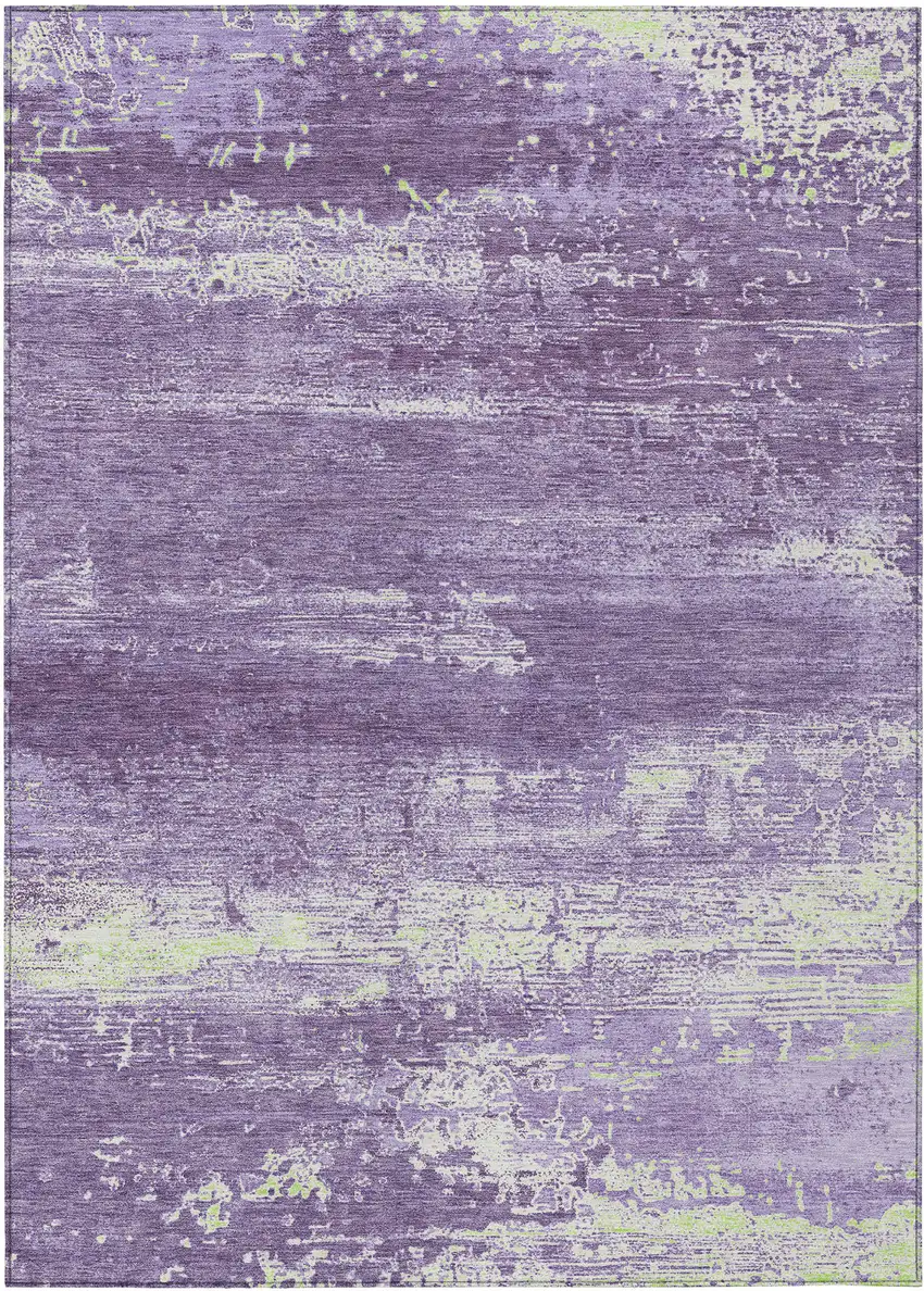 Purple And Ivory Abstract Washable Indoor Outdoor Area Rug Photo 8