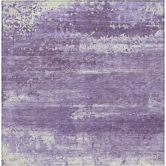 Purple And Ivory Abstract Washable Indoor Outdoor Area Rug Photo 3