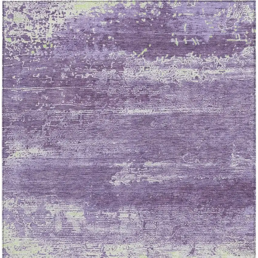Purple And Ivory Abstract Washable Indoor Outdoor Area Rug Photo 3