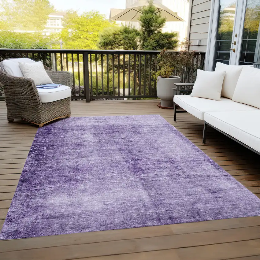 Purple And Ivory Abstract Washable Indoor Outdoor Area Rug Photo 7