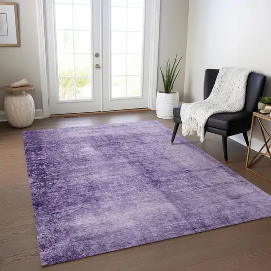 Purple And Ivory Abstract Washable Indoor Outdoor Area Rug Photo 5