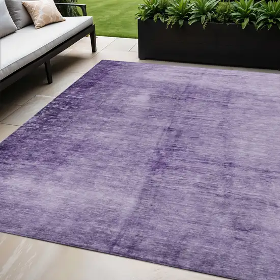 Purple And Ivory Abstract Washable Indoor Outdoor Area Rug Photo 2