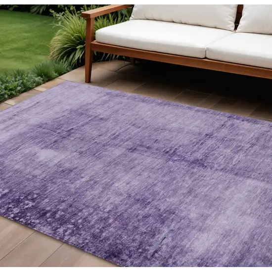 Purple And Ivory Abstract Washable Indoor Outdoor Area Rug Photo 2