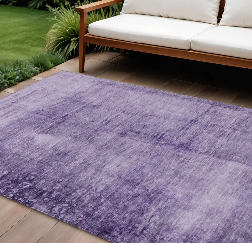 Purple And Ivory Abstract Washable Indoor Outdoor Area Rug Photo 2