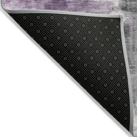 Purple And Ivory Abstract Washable Indoor Outdoor Area Rug Photo 8