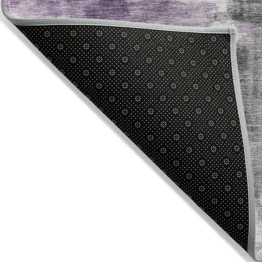 Purple And Ivory Abstract Washable Indoor Outdoor Area Rug Photo 8