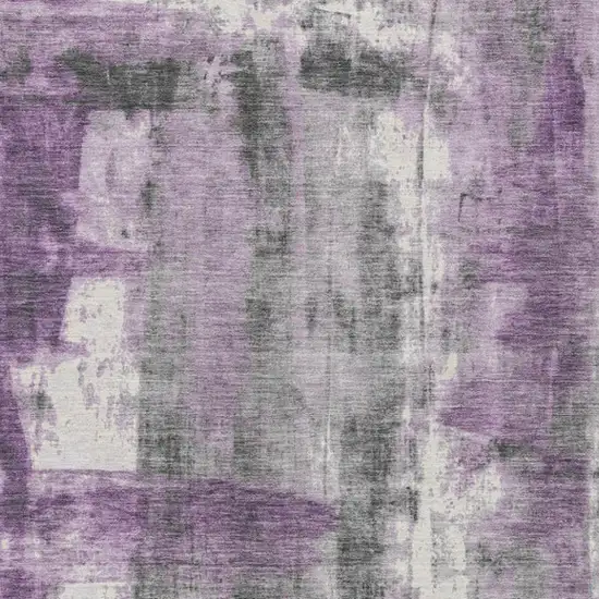 Purple And Ivory Abstract Washable Indoor Outdoor Area Rug Photo 6