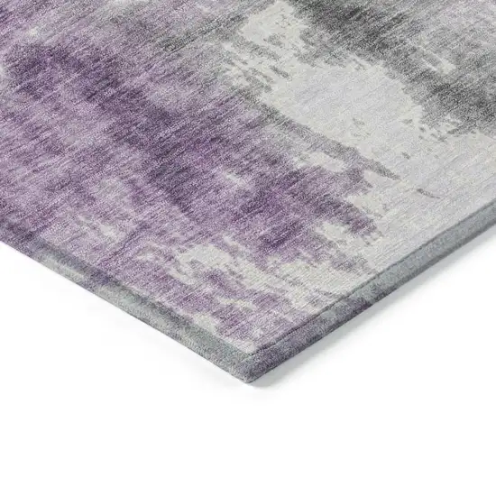 Purple And Ivory Abstract Washable Indoor Outdoor Area Rug Photo 9