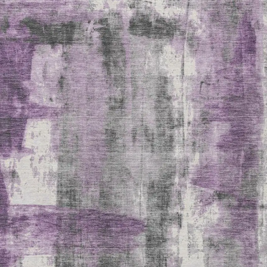 Purple And Ivory Abstract Washable Indoor Outdoor Area Rug Photo 3
