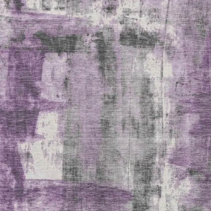 Purple And Ivory Abstract Washable Indoor Outdoor Area Rug Photo 3