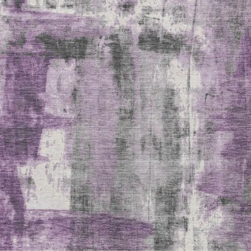 Purple And Ivory Abstract Washable Indoor Outdoor Area Rug Photo 7