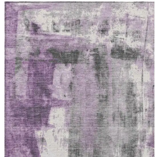 Purple And Ivory Abstract Washable Indoor Outdoor Area Rug Photo 6