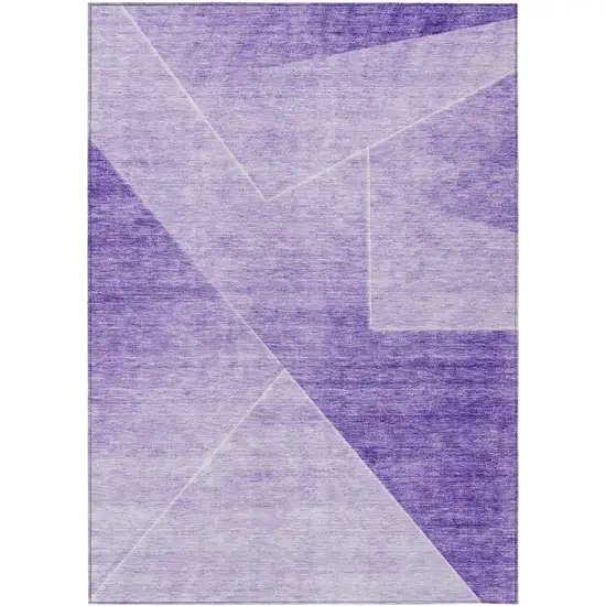 Purple And Ivory Abstract Washable Indoor Outdoor Area Rug Photo 2