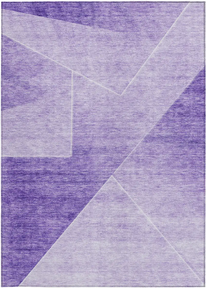 Purple And Ivory Abstract Washable Indoor Outdoor Area Rug Photo 7