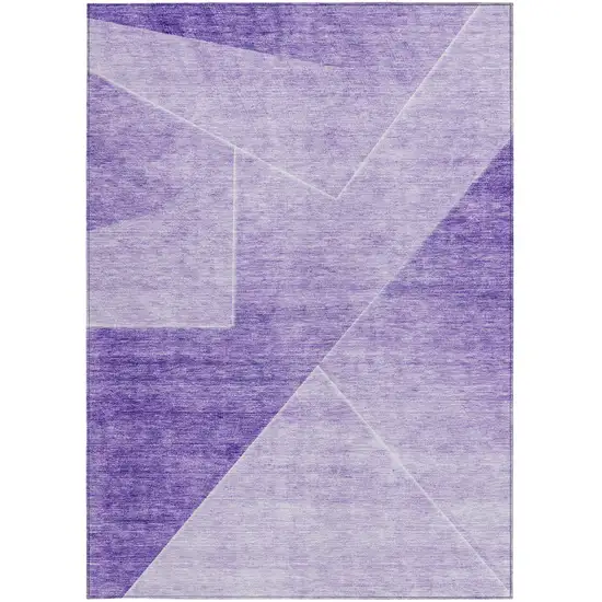 Purple And Ivory Abstract Washable Indoor Outdoor Area Rug Photo 7