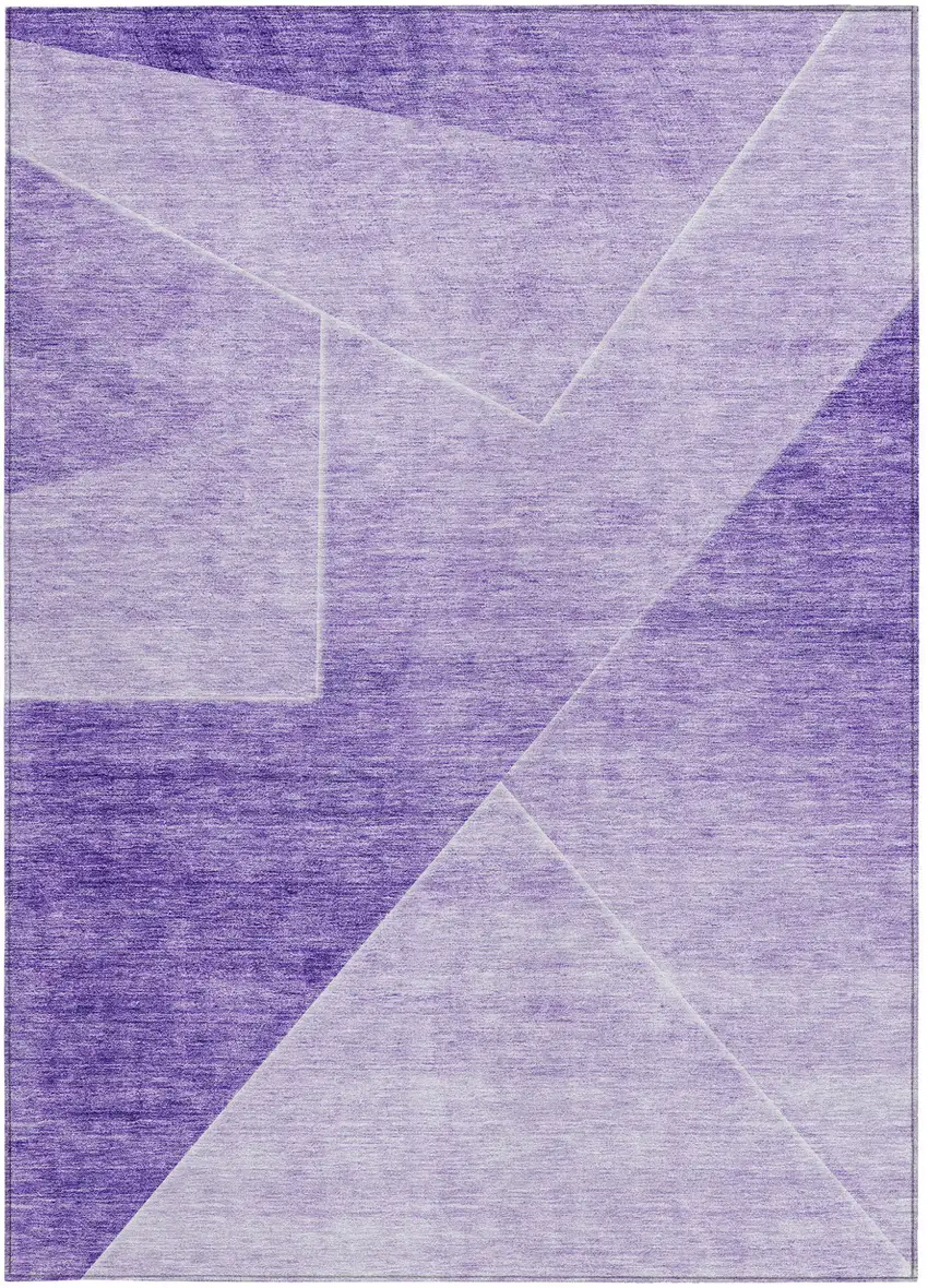 Purple And Ivory Abstract Washable Indoor Outdoor Area Rug Photo 7