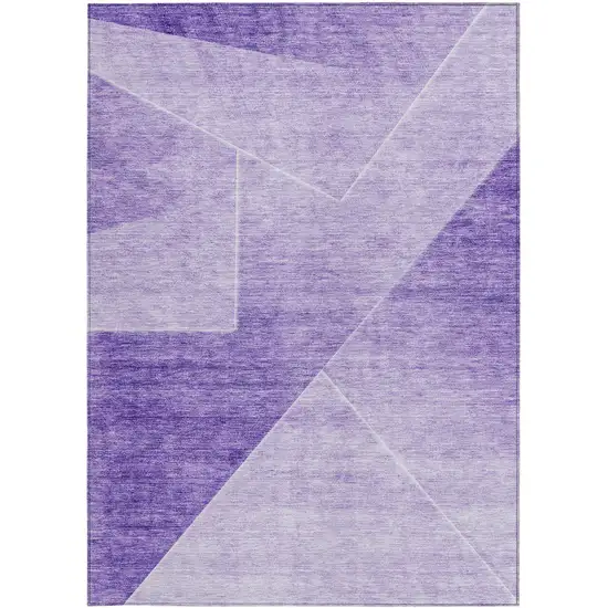 Purple And Ivory Abstract Washable Indoor Outdoor Area Rug Photo 7