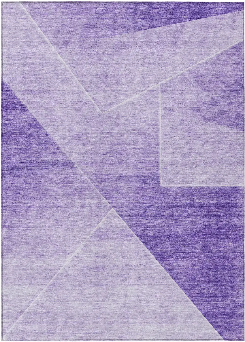 Purple And Ivory Abstract Washable Indoor Outdoor Area Rug Photo 2