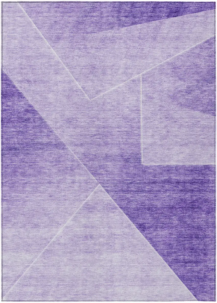 Purple And Ivory Abstract Washable Indoor Outdoor Area Rug Photo 2