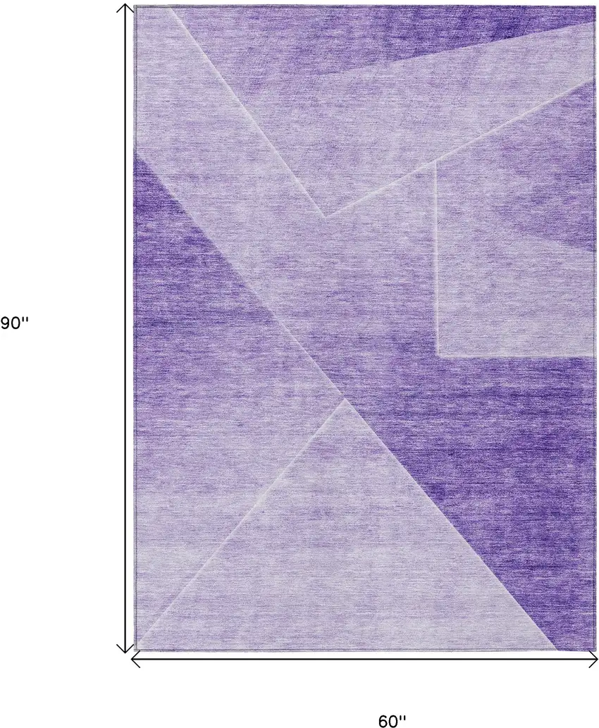 Purple And Ivory Abstract Washable Indoor Outdoor Area Rug Photo 3