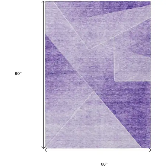 Purple And Ivory Abstract Washable Indoor Outdoor Area Rug Photo 3