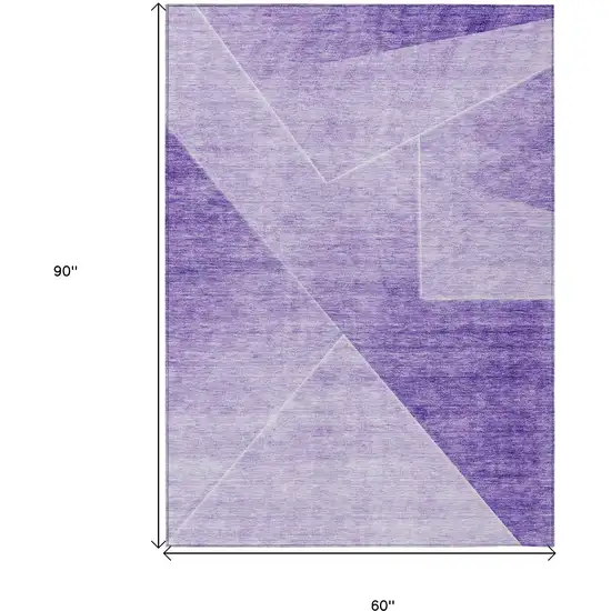 Purple And Ivory Abstract Washable Indoor Outdoor Area Rug Photo 3