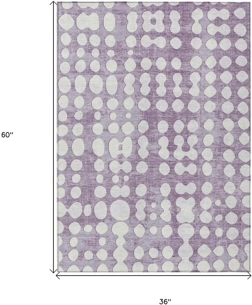 Purple And Ivory Abstract Washable Indoor Outdoor Area Rug Photo 3