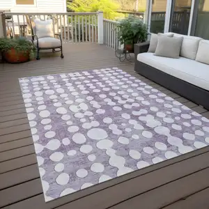 Photo of Purple And Ivory Abstract Washable Indoor Outdoor Area Rug