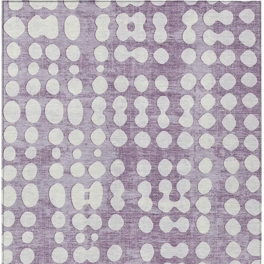 Purple And Ivory Abstract Washable Indoor Outdoor Area Rug Photo 6