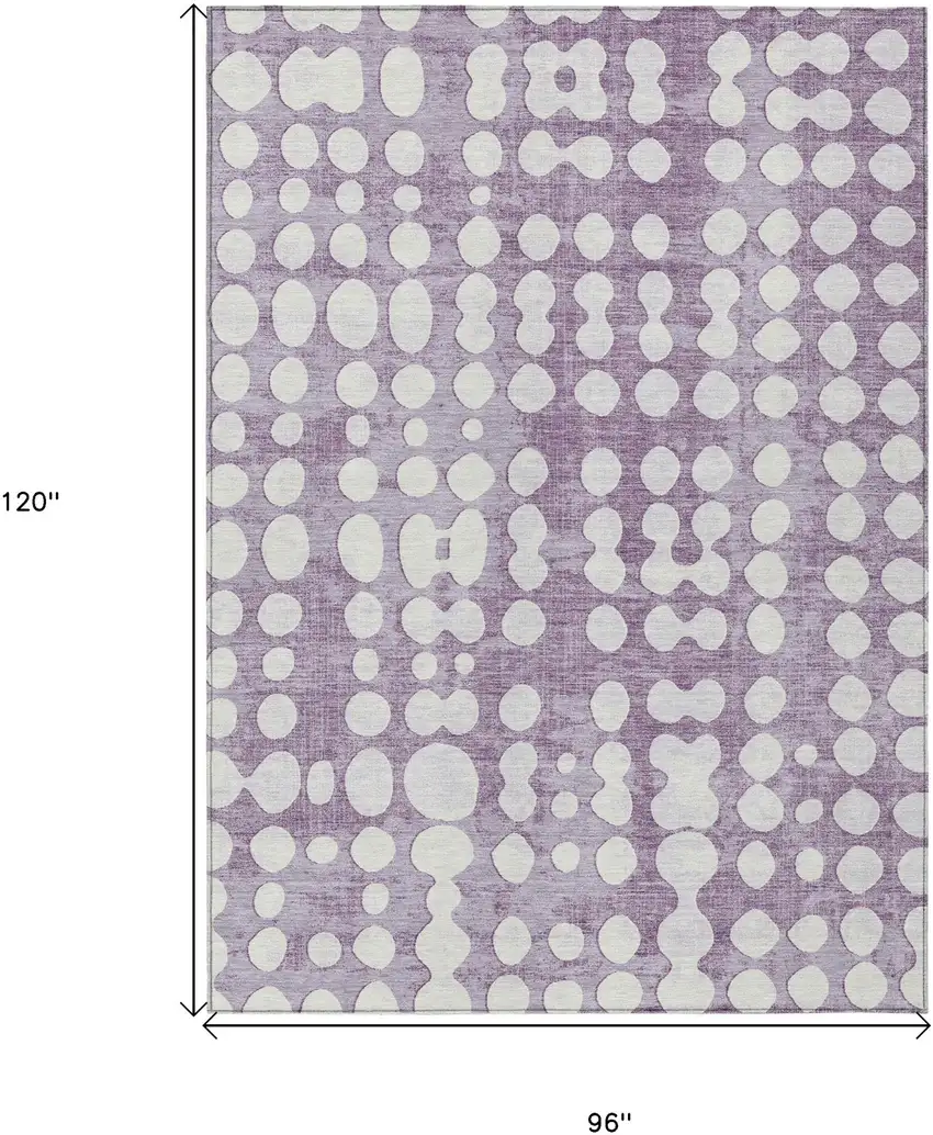 Purple And Ivory Abstract Washable Indoor Outdoor Area Rug Photo 3