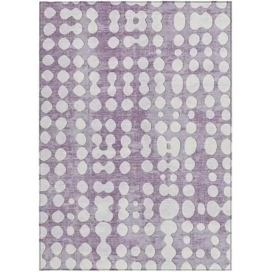 Purple And Ivory Abstract Washable Indoor Outdoor Area Rug Photo 7