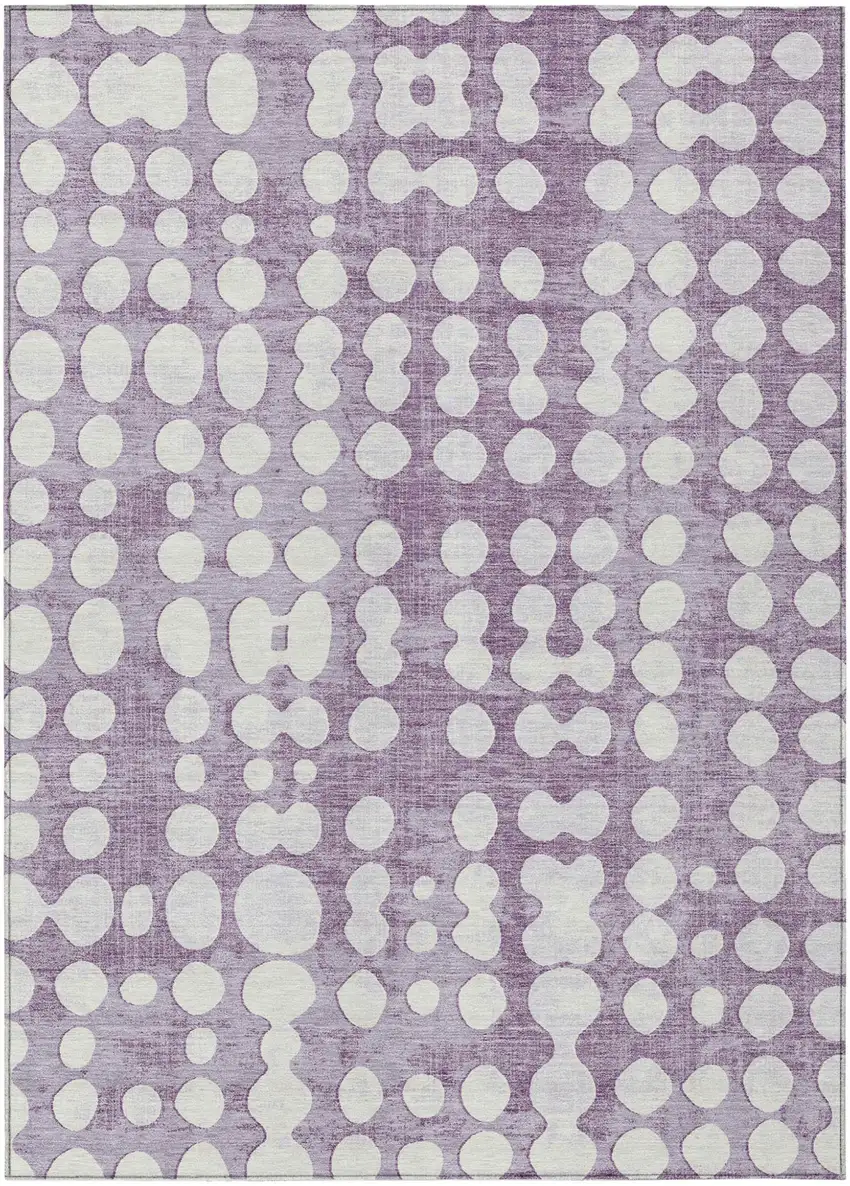 Purple And Ivory Abstract Washable Indoor Outdoor Area Rug Photo 2