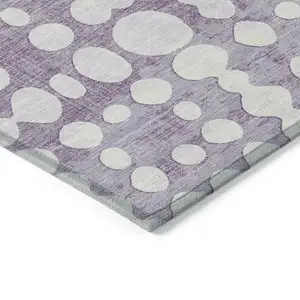 Photo of Purple And Ivory Abstract Washable Indoor Outdoor Area Rug