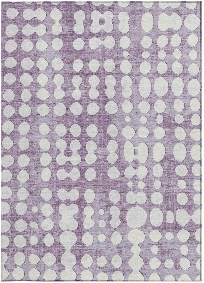 Purple And Ivory Abstract Washable Indoor Outdoor Area Rug Photo 7